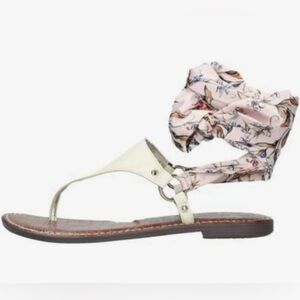 Sam Edelman Cream Floral Ankle Wrap Sandals